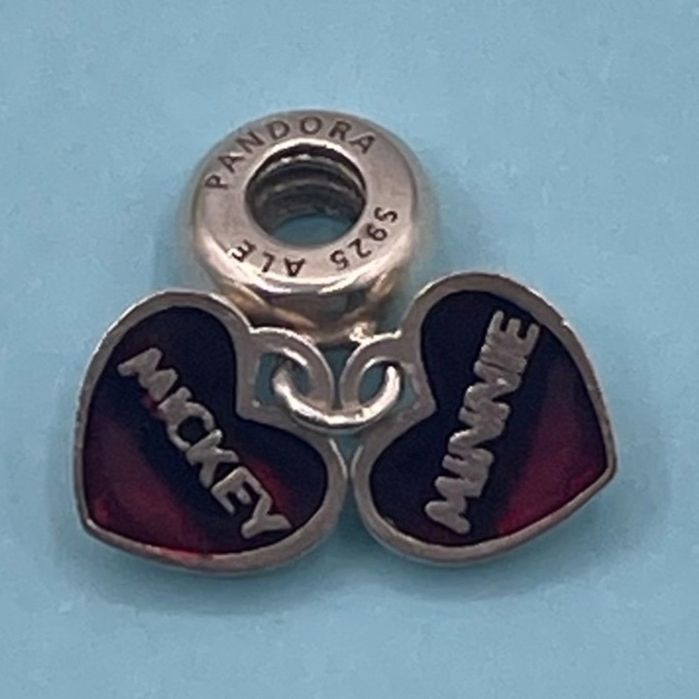 Pandora Disney Mickey Minnie Vintage Heart Charm 791441ENMX Sterling Silver